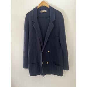 Vintage Navy Blue GUCCI Wool Double Breasted Knit Men Cardigan Sweater 50s 60's